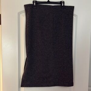 LOFT Black Midi Pencil Skirt with Slit